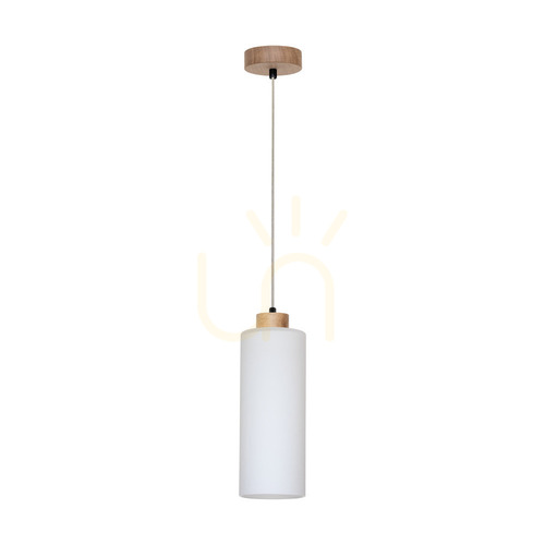 Prüfen Zefir Pendelleuchte, 1xE27, Max. 60 W, geölte Eiche / transparentes PVC-Kabel / weißer Glasschirm, Ø 12 cm