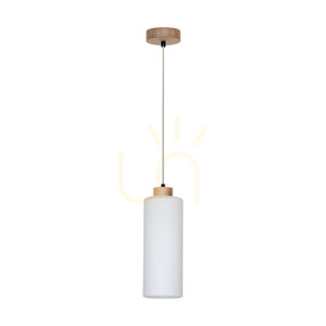 Zefir Pendelleuchte, 1xE27, Max. 60 W, geölte Eiche / transparentes PVC-Kabel / weißer Glasschirm, Ø 12 cm small 0