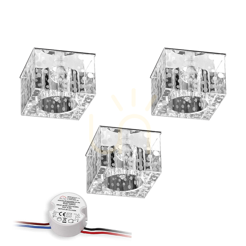 Prüfen Cristaldream Deckenleuchten-Set, inklusive 3xG4-LED-Lampen (max.. 2,3 W), Chrom-Metall/transparentes Glas, inklusive Netzteil, 7 cm