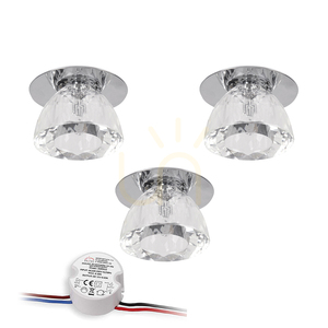 Cristaldream Deckenleuchten-Set, inklusive 3xG4-LED-Lampen (max.. 2,3 W), Chrom-Metall/transparentes Glas, inklusive Netzteil, Ø 8 cm small 0