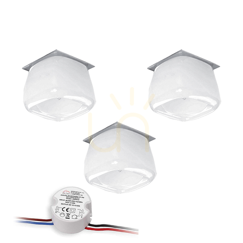 Prüfen Cristaldream Deckenleuchten-Set, inklusive 3xG4-LED-Lampen (max.. 2,3 W), Metall in Chrom/weißes Glas, inklusive Netzteil, Ø 8,5 cm
