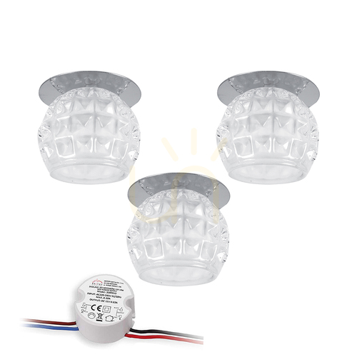 Prüfen Cristaldream Deckenleuchten-Set, inklusive 3xG4-LED-Lampen (max.. 2,3 W), Chrom-Metall/transparentes Glas, inklusive Netzteil, Ø 8 cm