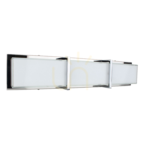 Prüfen Wandleuchte „Zoey“, inklusive LED 3000 K, 27 W, Metall in Chrom/weißer Glasschirm, 64 cm