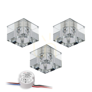 Cristaldream Deckenleuchten-Set, inklusive 3xG4-LED-Lampen (max.. 2,3 W), Chrom-Metall/transparentes Glas, inklusive Netzteil, 7 cm small 0