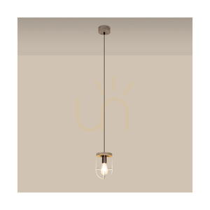 Netuno Pendelleuchte 1xE27 Max. 60 W, gebeiztes Kiefernholz, grau/schwarzes Metall, schwarzes PVC-Kabel, silberner Metallschirm, Ø 15 cm small 2