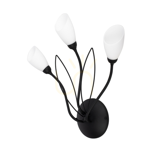 Prüfen Wandleuchte „Gloriosa“, 3xG9, Max. 6-W-LED, schwarzes Metall/weißer Glasschirm, 46 cm