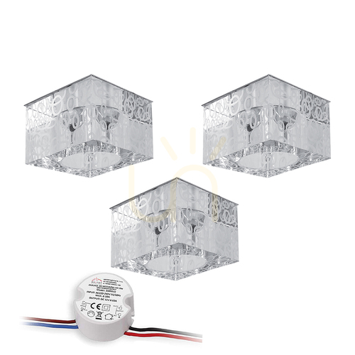 Prüfen Cristaldream Deckenleuchten-Set, inklusive 3xG4-LED-Lampen (max.. 2,3 W), Chrom-Metall/transparentes Glas, inklusive Netzteil, 7 cm