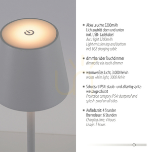 EURIA 19250-16 Tischlampe, Weiß, 1xLED small 3
