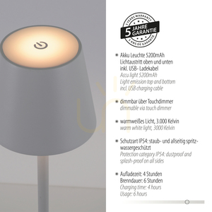 EURIA 19250-16 Tischlampe, Weiß, 1xLED small 4