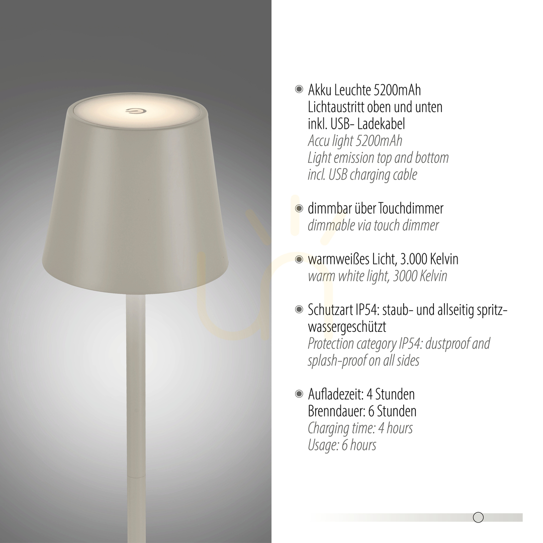Anzeige EURIA 19250-40 Tischlampe, grau, 1xLED EURIA 19250-40 Tischlampe, grau, 1xLED