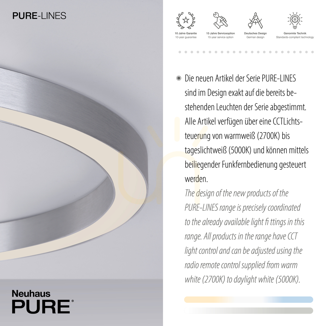 Zeige PURE-LINES 6306-95 Deckenleuchte, Silber, 1xLED PURE-LINES 6306-95 Deckenleuchte, Silber, 1xLED