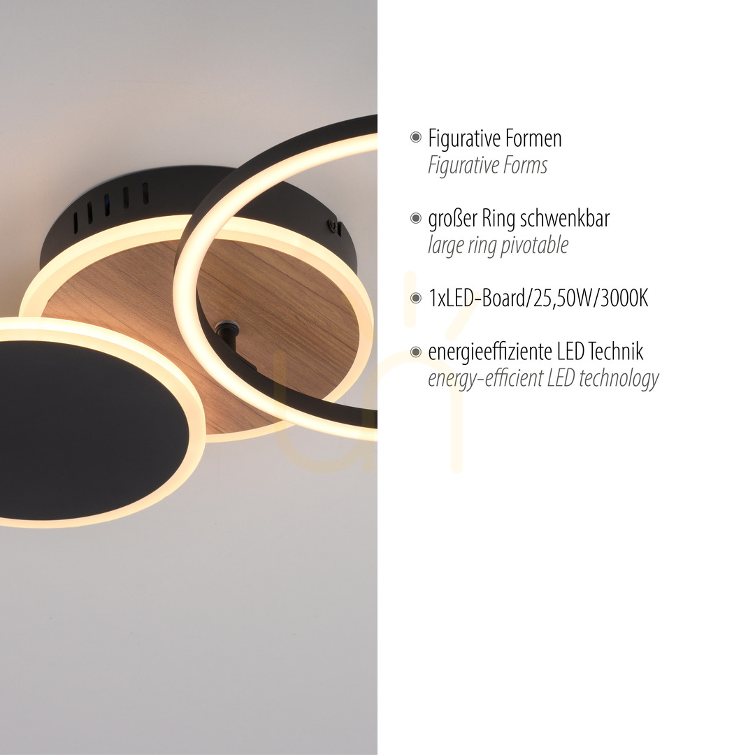 Anzeige SEVENT 14116-78 Deckenleuchte, Holzoptik, 1xLED SEVENT 14116-78 Deckenleuchte, Holzoptik, 1xLED