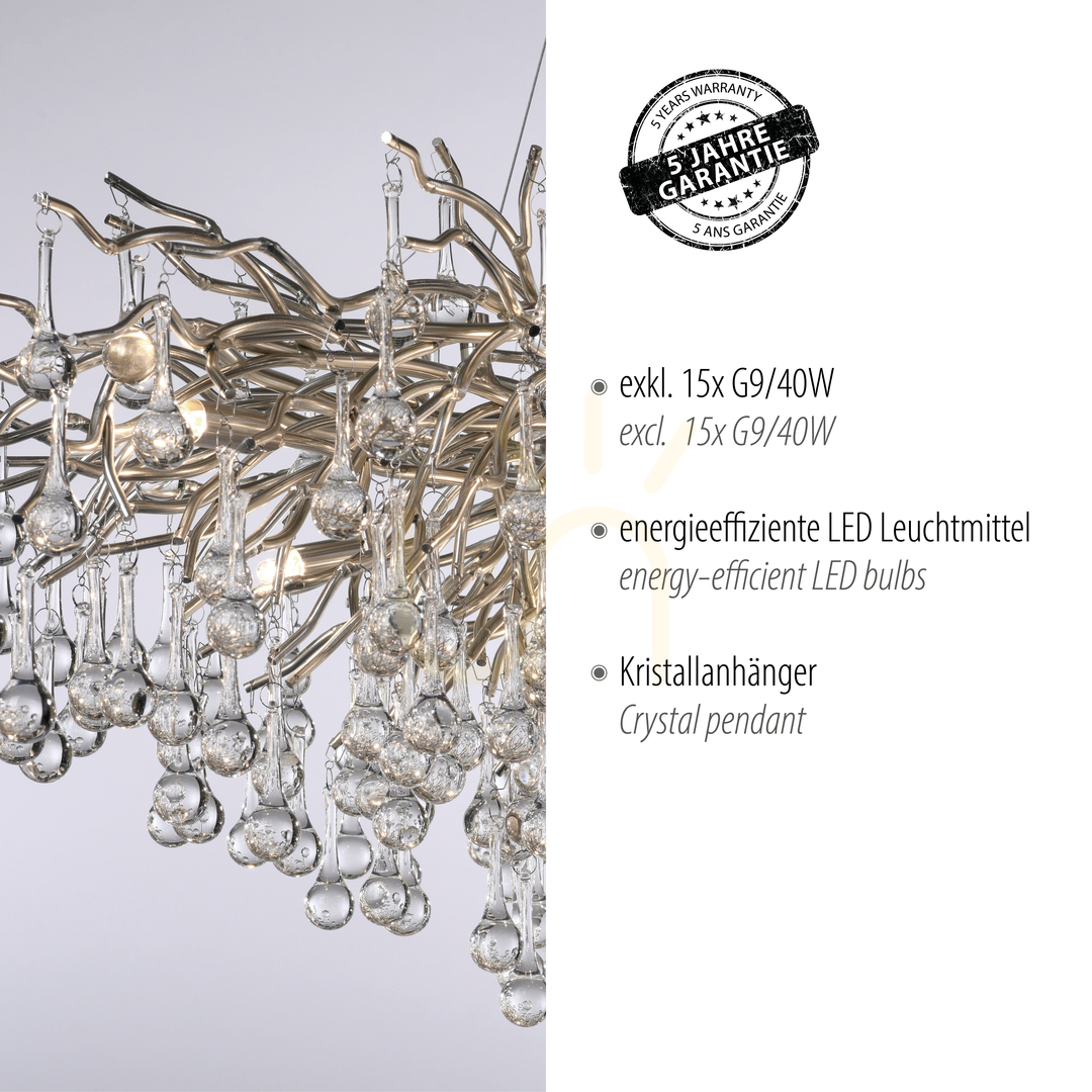 Zeige ICICLE 2031-55 Pendelleuchte, Silber, 15xG9 ICICLE 2031-55 Pendelleuchte, Silber, 15xG9