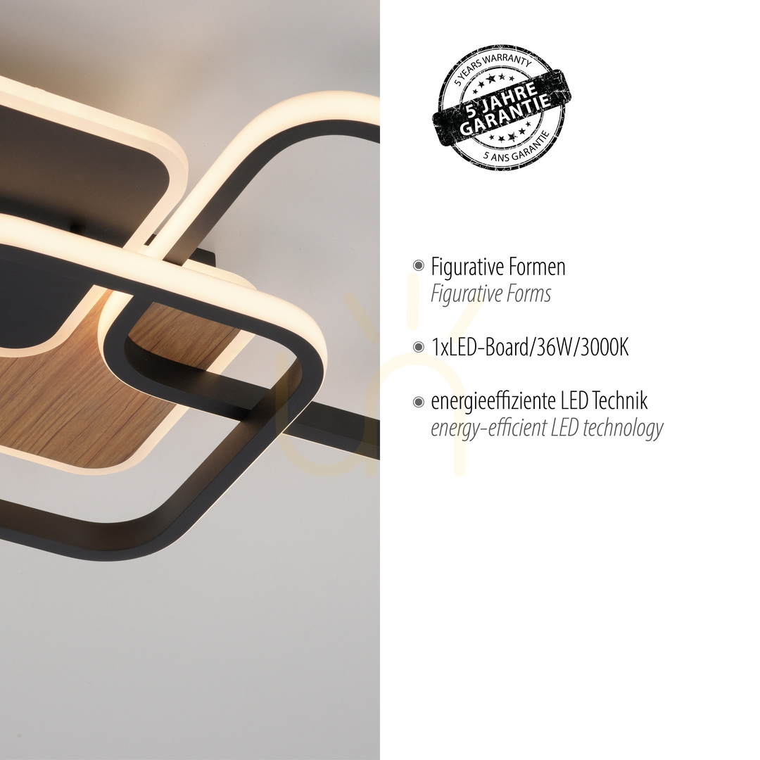 Zeige SEVENT 14117-78 Deckenleuchte, Holzoptik, 1xLED SEVENT 14117-78 Deckenleuchte, Holzoptik, 1xLED