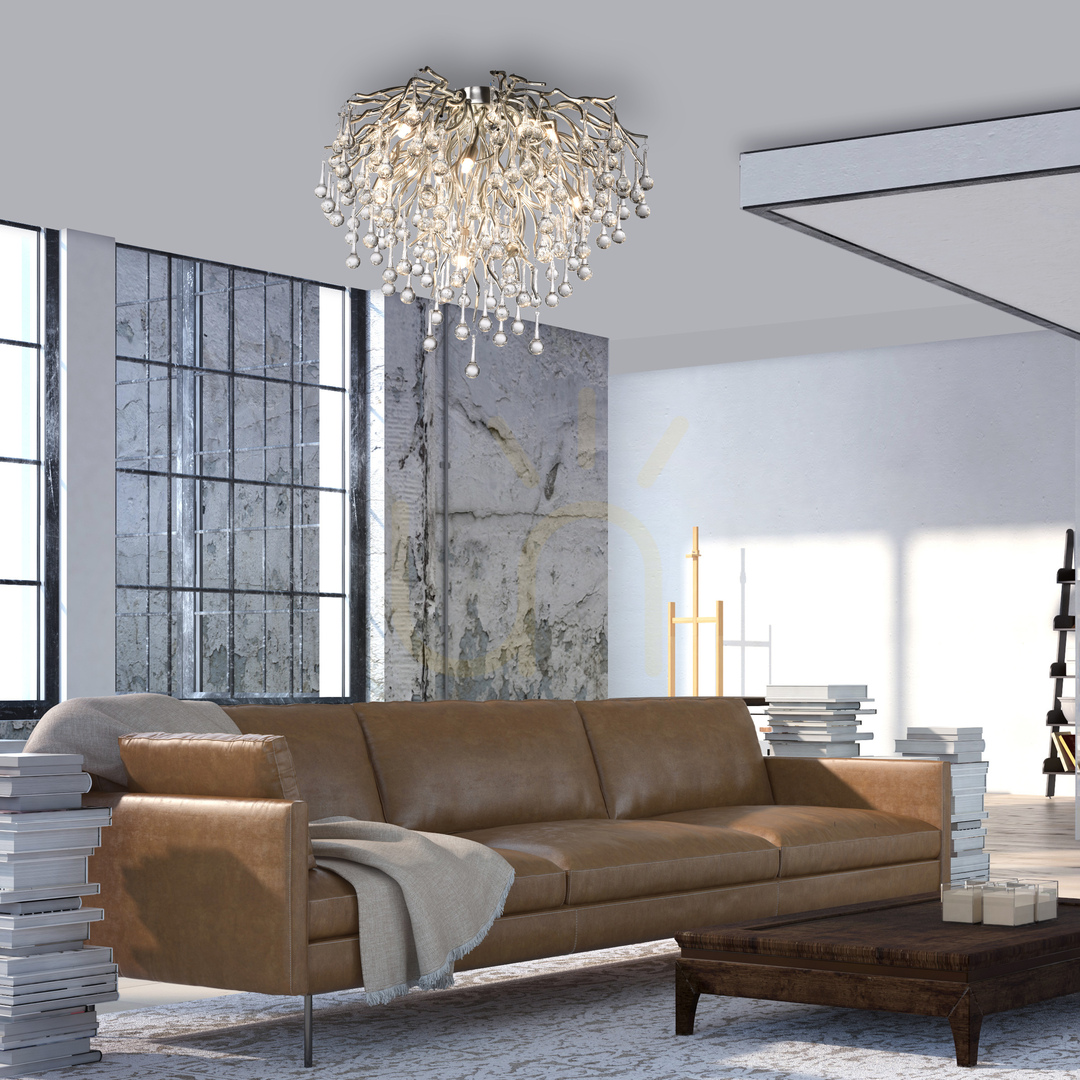 Prüfen ICICLE 8091-55 Silberne Deckenleuchte, 9xG9 ICICLE 8091-55 Silberne Deckenleuchte, 9xG9