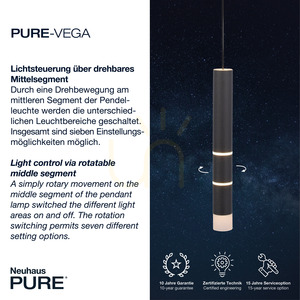 Schwarze LED-Pendelleuchte Paul Neuhaus PURE-VEGA 2211-18, 3000 K small 3