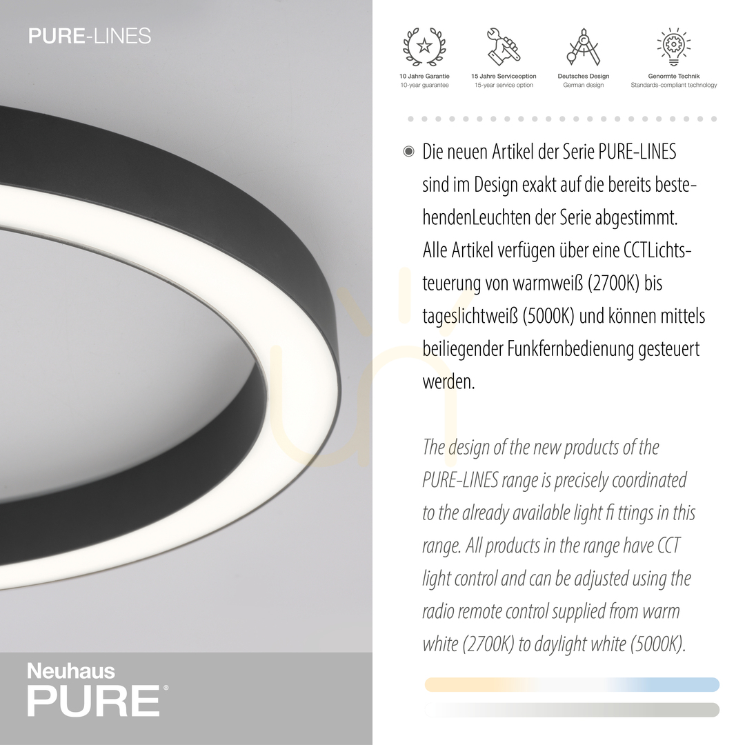 Zeige PURE-LINES 6309-13 Deckenleuchte, Anthrazit, 1xLED PURE-LINES 6309-13 Deckenleuchte, Anthrazit, 1xLED