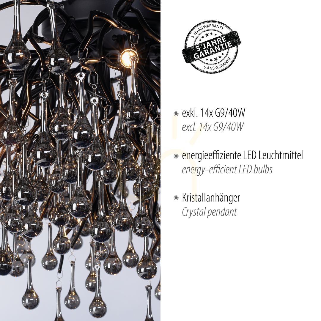 Zeige ICICLE 8092-18 Deckenleuchte, schwarz, 14xG9 ICICLE 8092-18 Deckenleuchte, schwarz, 14xG9