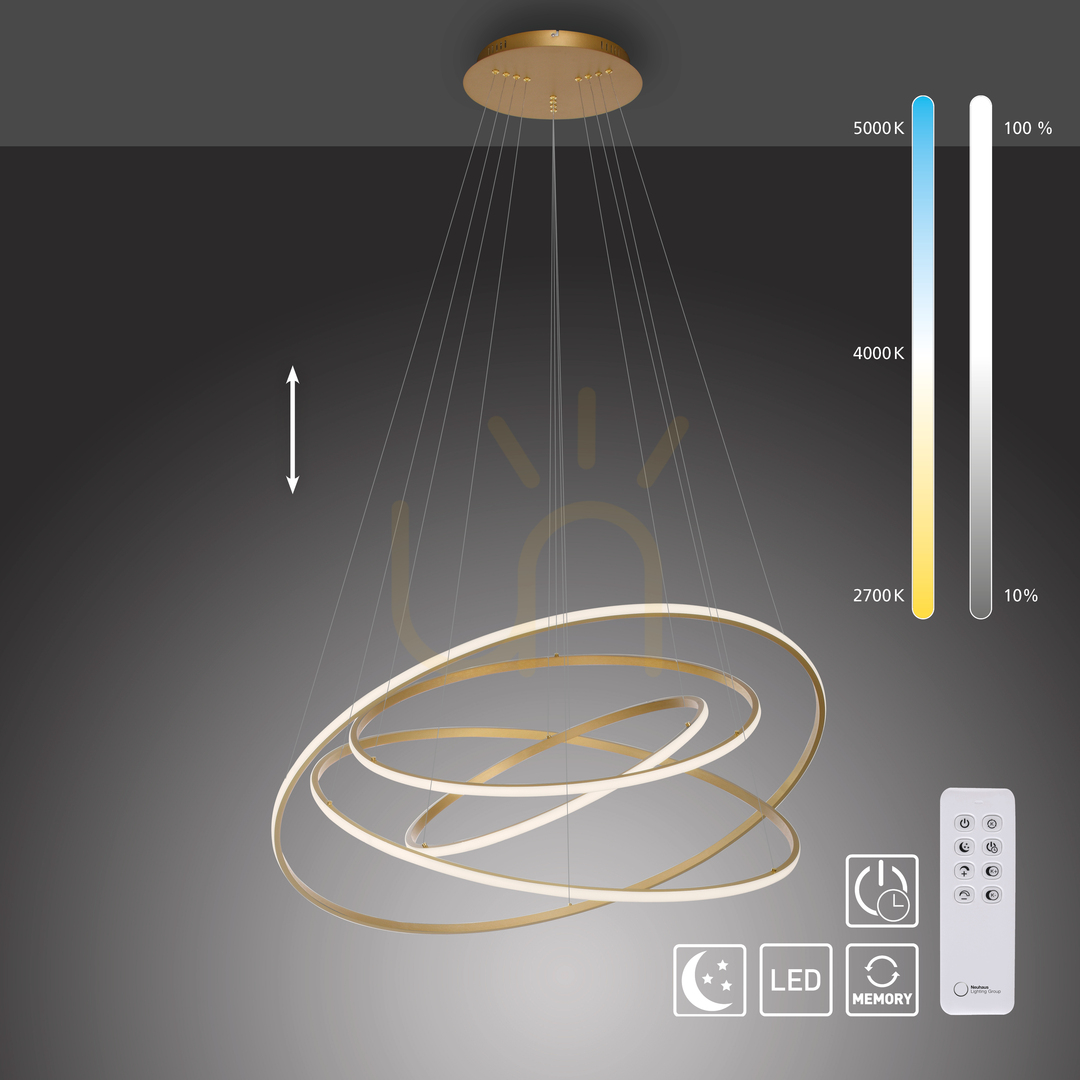 Anzeige TESSARA 2124-60 Pendelleuchte aus Messing mit 1 LED TESSARA 2124-60 Pendelleuchte aus Messing mit 1 LED