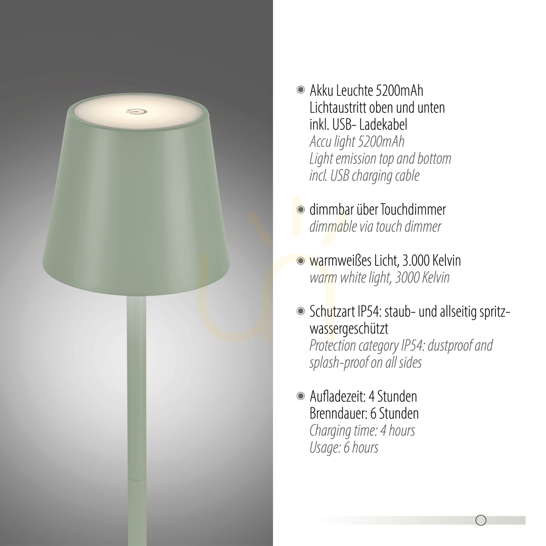 Anzeige EURIA 19250-43 Grün 1xLED-Tischlampe EURIA 19250-43 Grün 1xLED-Tischlampe