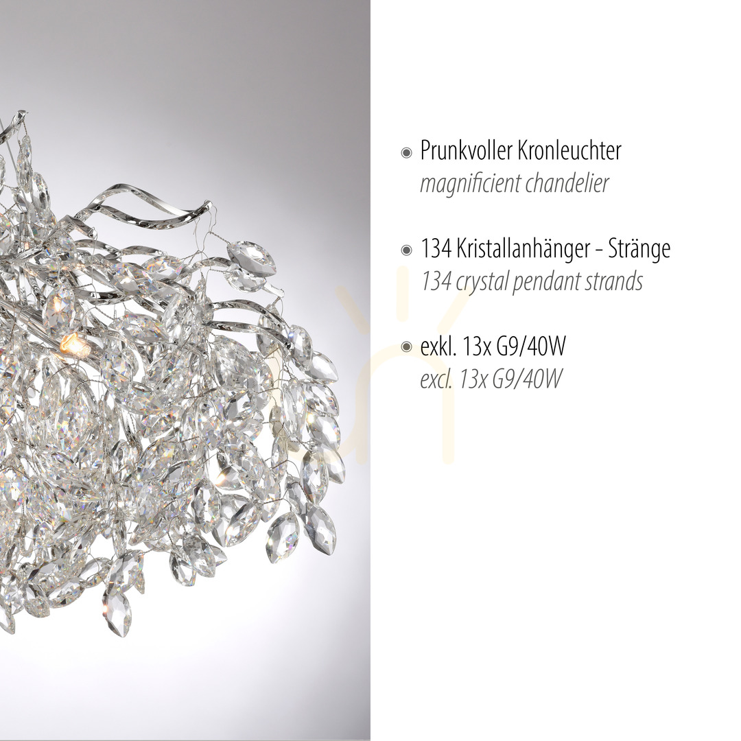 Anzeige RICICLE 2036-17 Chrom-Pendelleuchte, 13xG9 RICICLE 2036-17 Chrom-Pendelleuchte, 13xG9