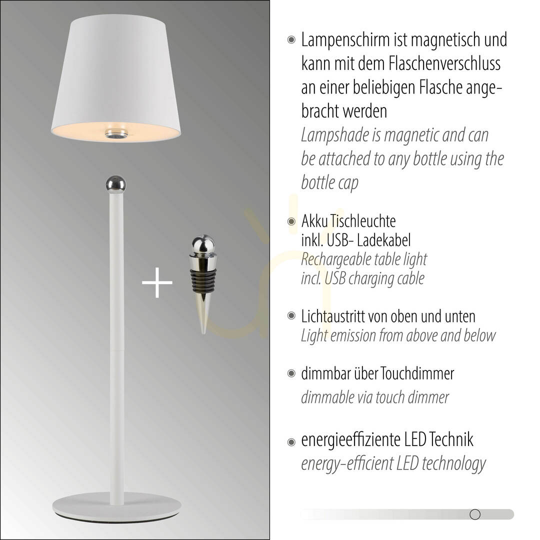 Anzeige BOTERIA 19251-16 Weiße Tischlampe mit 1 LED BOTERIA 19251-16 Weiße Tischlampe mit 1 LED