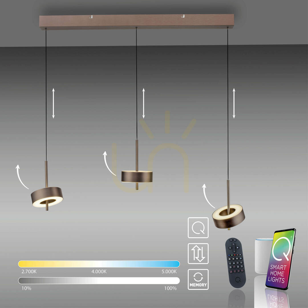 Aussicht Q-ROTATE 2248-34 Braune 3xLED-Pendelleuchte Q-ROTATE 2248-34 Braune 3xLED-Pendelleuchte