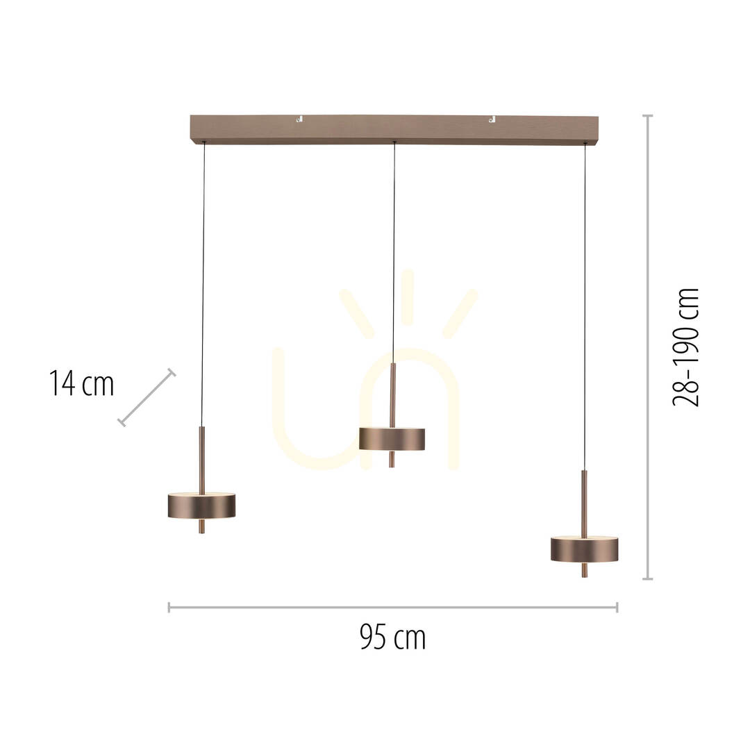 Anzeige Q-ROTATE 2248-34 Braune 3xLED-Pendelleuchte Q-ROTATE 2248-34 Braune 3xLED-Pendelleuchte