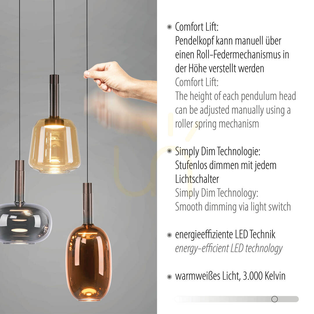 Anzeige IRIDES 2679-70 Mehrfarbige 3xLED-Pendelleuchte IRIDES 2679-70 Mehrfarbige 3xLED-Pendelleuchte
