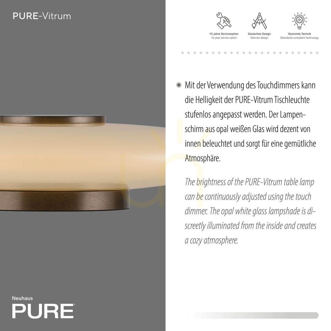 Anzeige PURE VITRUM 4080-34 Tischlampe, braun, 1xLED PURE VITRUM 4080-34 Tischlampe, braun, 1xLED
