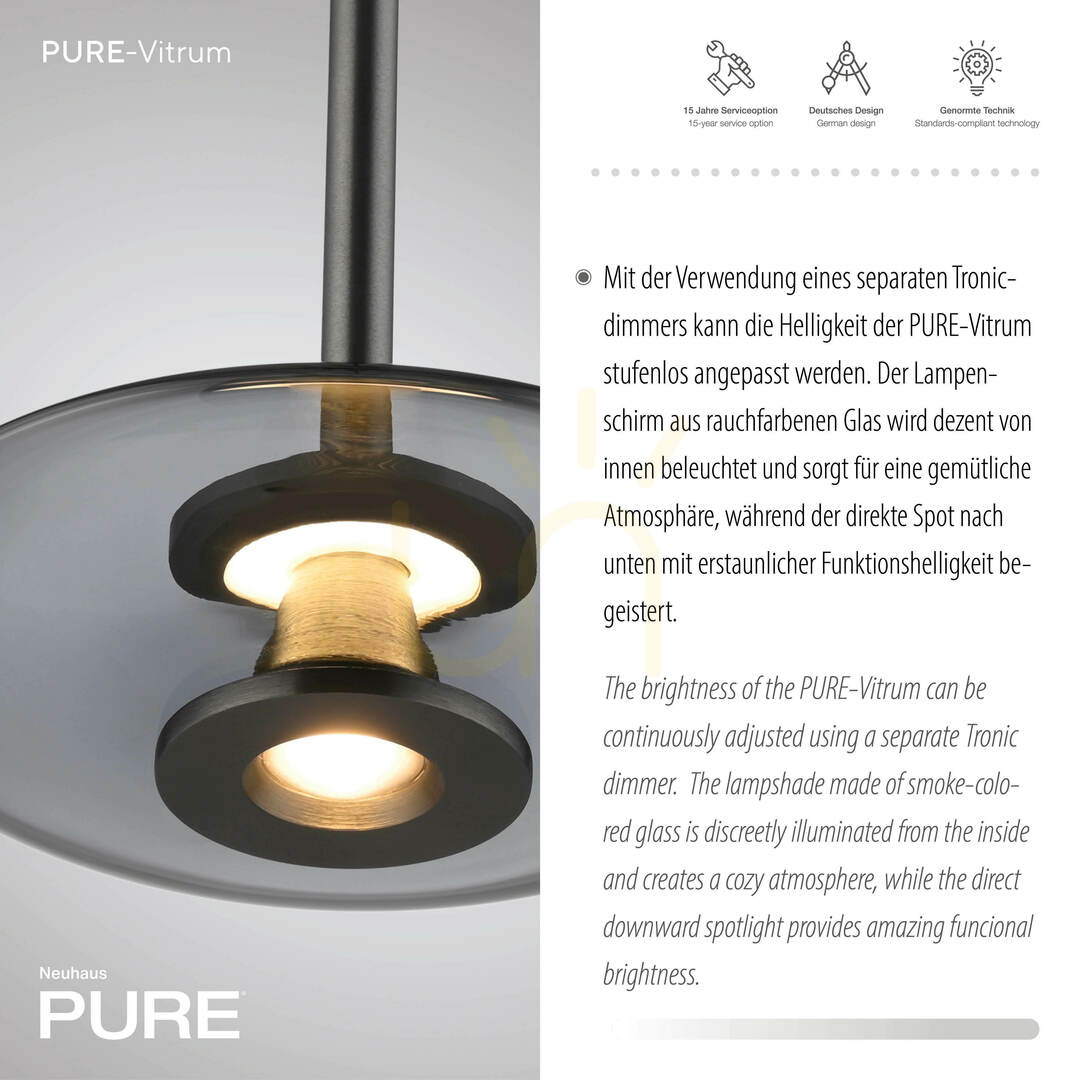 Anzeige PURE VITRUM 2053-15 Grau 2xLED-Pendelleuchte PURE VITRUM 2053-15 Grau 2xLED-Pendelleuchte