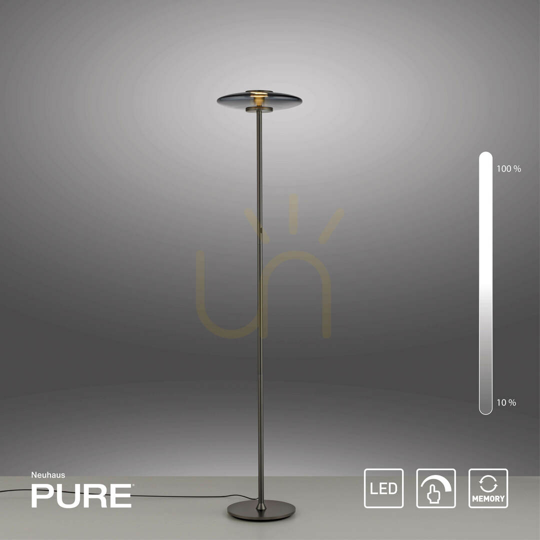 Anzeige PURE VITRUM 481-15 Stehlampe, grau, 2xLED PURE VITRUM 481-15 Stehlampe, grau, 2xLED