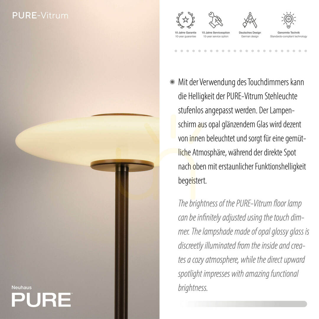 Zeige PURE VITRUM 481-34 Stehlampe, braun, 2xLED PURE VITRUM 481-34 Stehlampe, braun, 2xLED