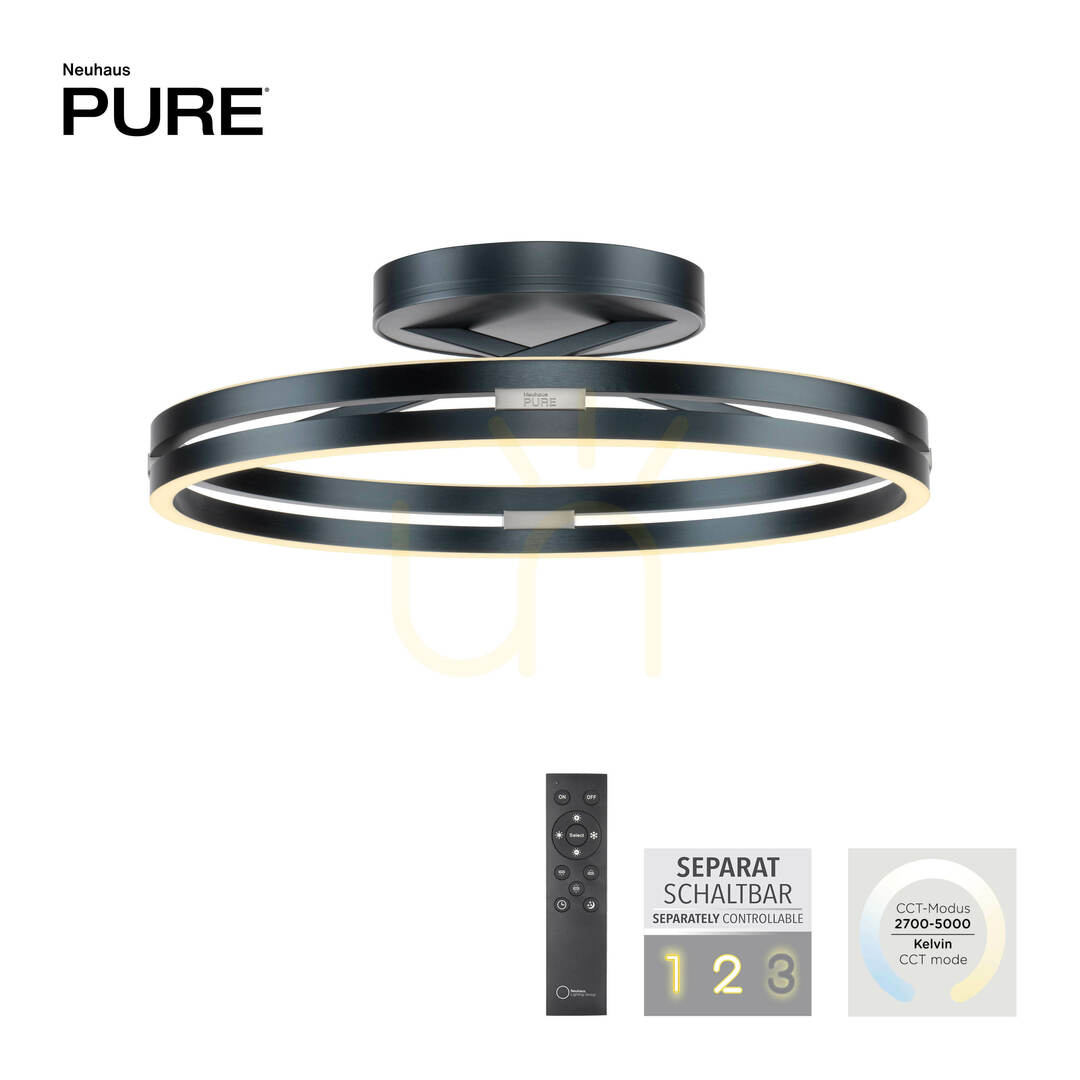 Aussicht PURE LOOP 6552-15 Deckenleuchte, grau, 2xLED PURE LOOP 6552-15 Deckenleuchte, grau, 2xLED