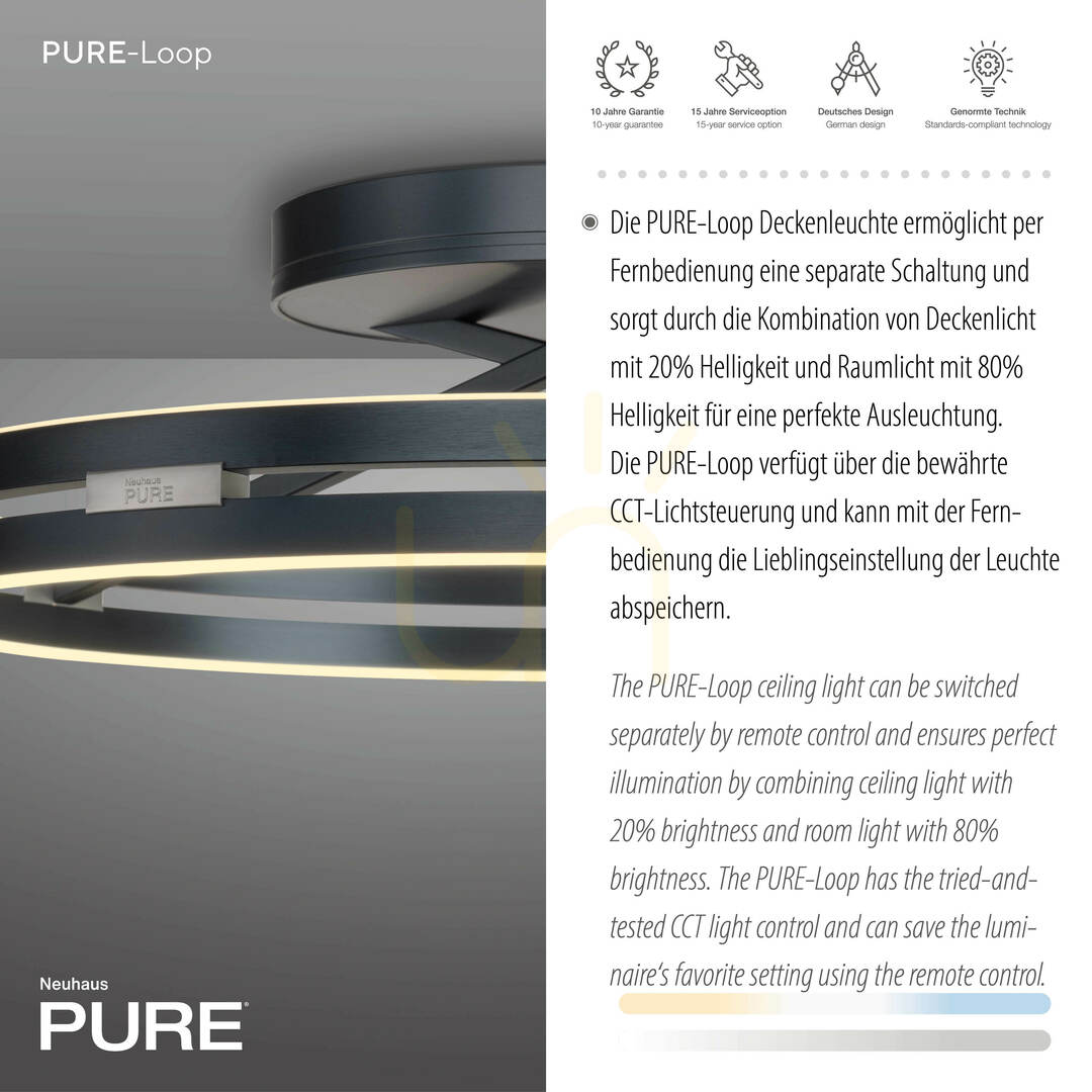 Zeige PURE LOOP 6552-15 Deckenleuchte, grau, 2xLED PURE LOOP 6552-15 Deckenleuchte, grau, 2xLED