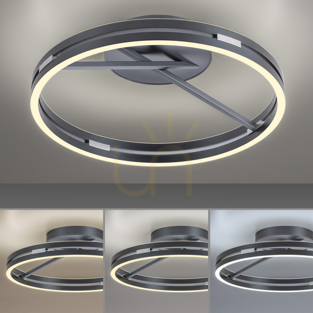 Prüfen PURE LOOP 6552-15 Deckenleuchte, grau, 2xLED PURE LOOP 6552-15 Deckenleuchte, grau, 2xLED