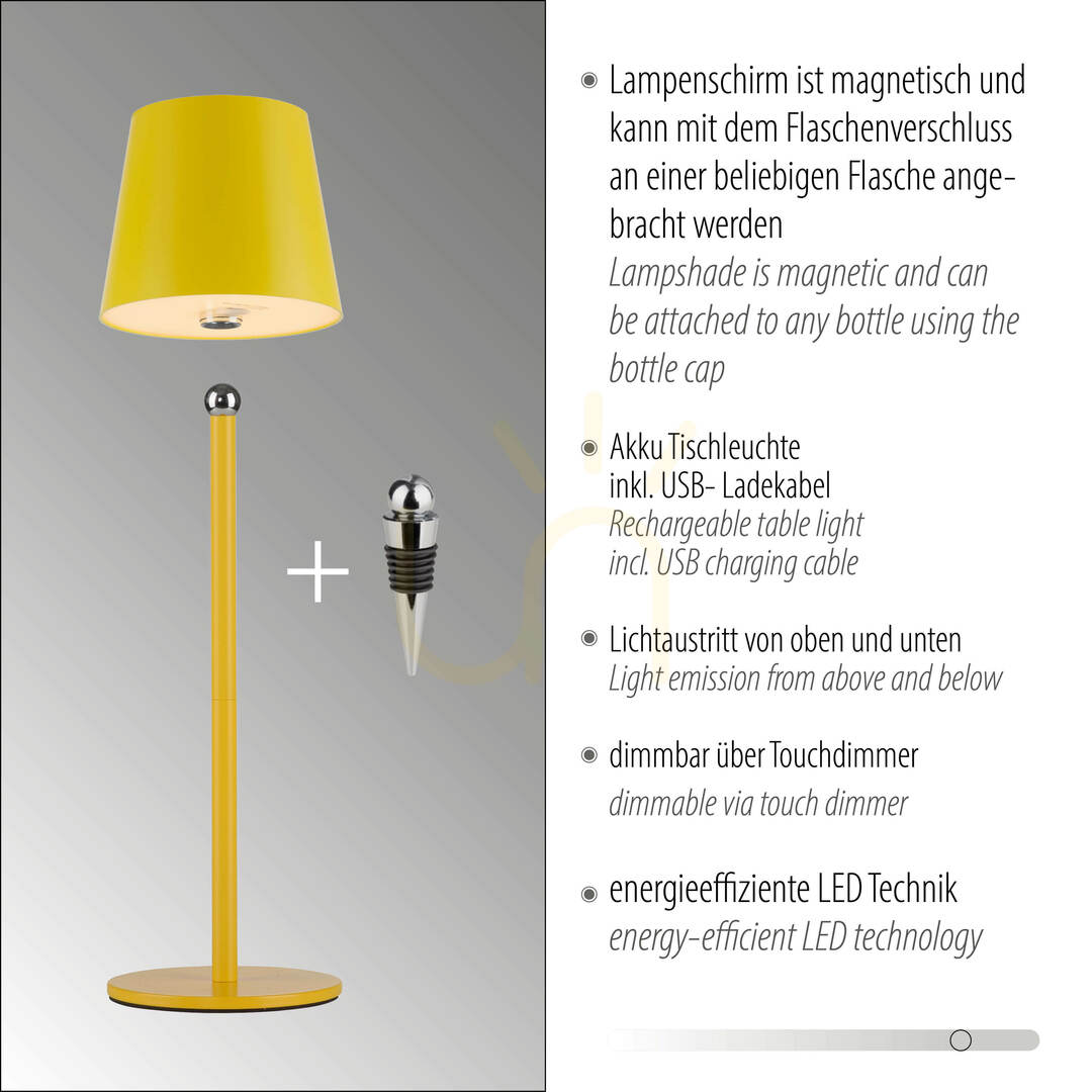 Prüfen BOTERIA 19251-81 Tischlampe, gelb, 1xLED BOTERIA 19251-81 Tischlampe, gelb, 1xLED