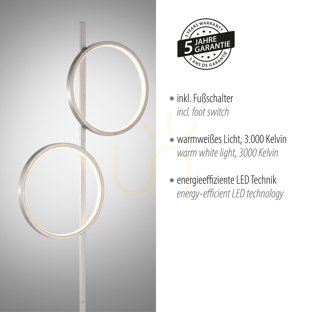 Zeige MINI RITUS 15396-21 Stehlampe, Silber, 2xLED MINI RITUS 15396-21 Stehlampe, Silber, 2xLED