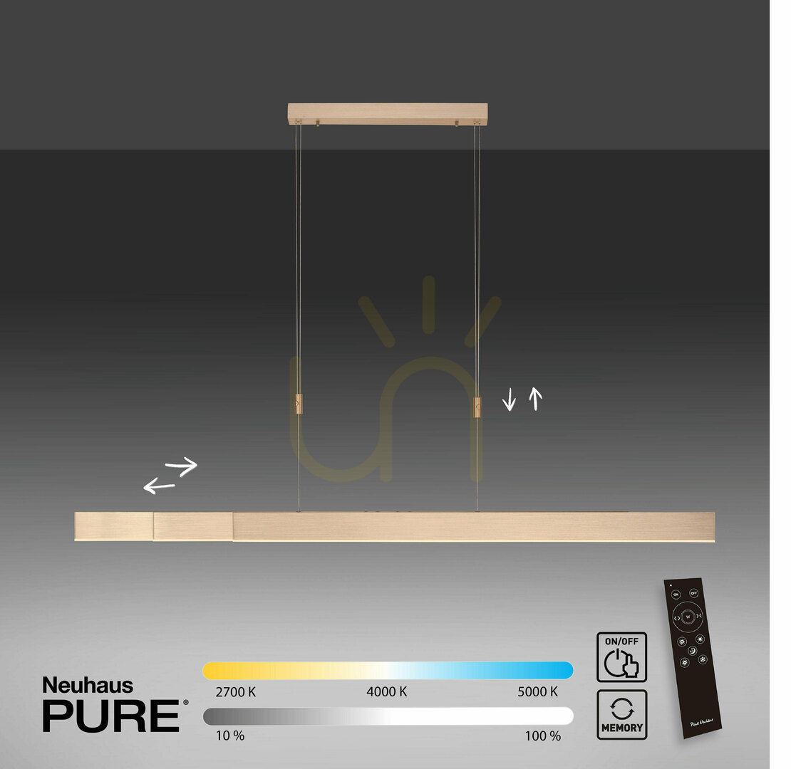 Aussicht PURE-MOTO 2525-60 Pendelleuchte aus Messing mit 3 LEDs PURE-MOTO 2525-60 Pendelleuchte aus Messing mit 3 LEDs