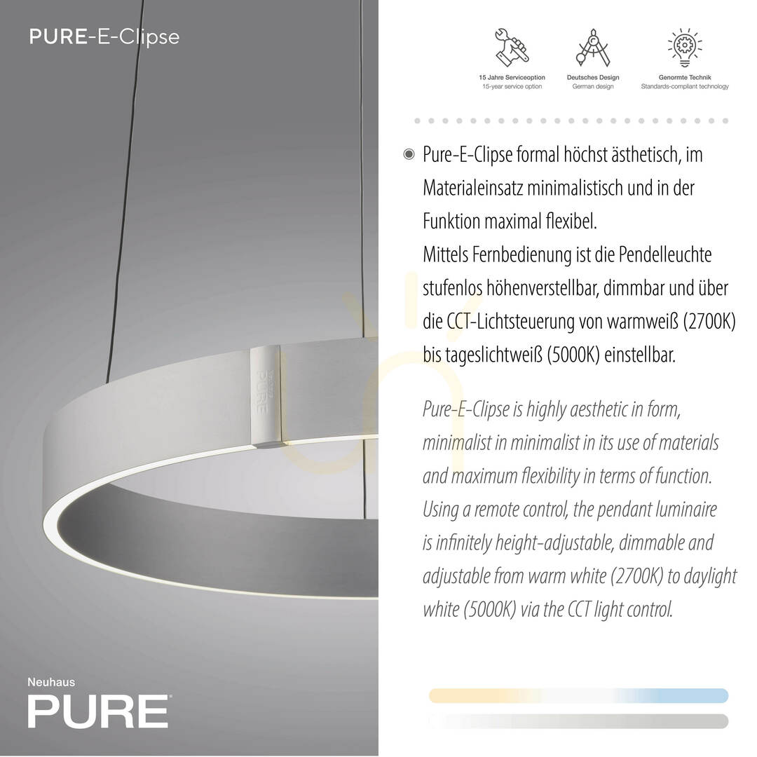 Anzeige PURE E-CLIPSE 2560-95 Silber 2xLED-Pendelleuchte PURE E-CLIPSE 2560-95 Silber 2xLED-Pendelleuchte
