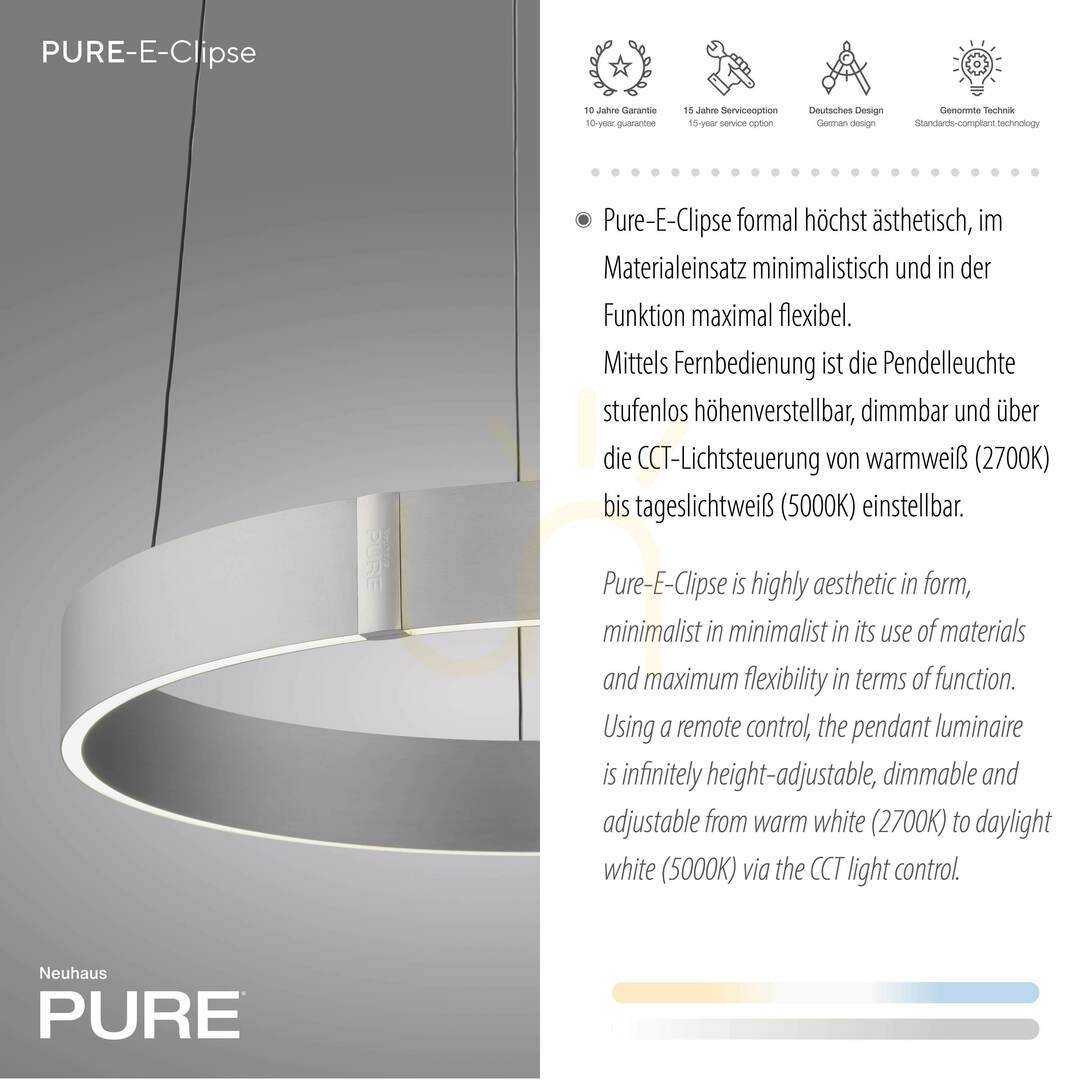 Zeige PURE E-CLIPSE 2560-95 Silber 2xLED-Pendelleuchte PURE E-CLIPSE 2560-95 Silber 2xLED-Pendelleuchte