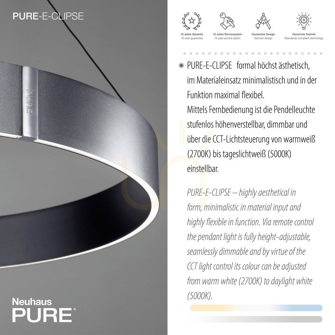 Zeige PURE E-CLIPSE 2561-15 Grau 2xLED-Pendelleuchte PURE E-CLIPSE 2561-15 Grau 2xLED-Pendelleuchte
