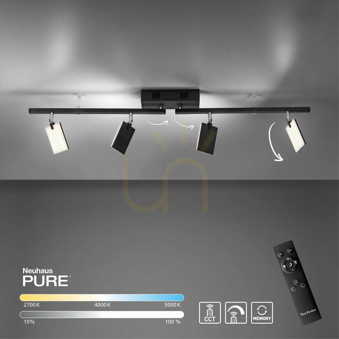 Prüfen PURE-MIRA 6356-18 Schwarze Deckenleuchte mit 4 LEDs PURE-MIRA 6356-18 Schwarze Deckenleuchte mit 4 LEDs