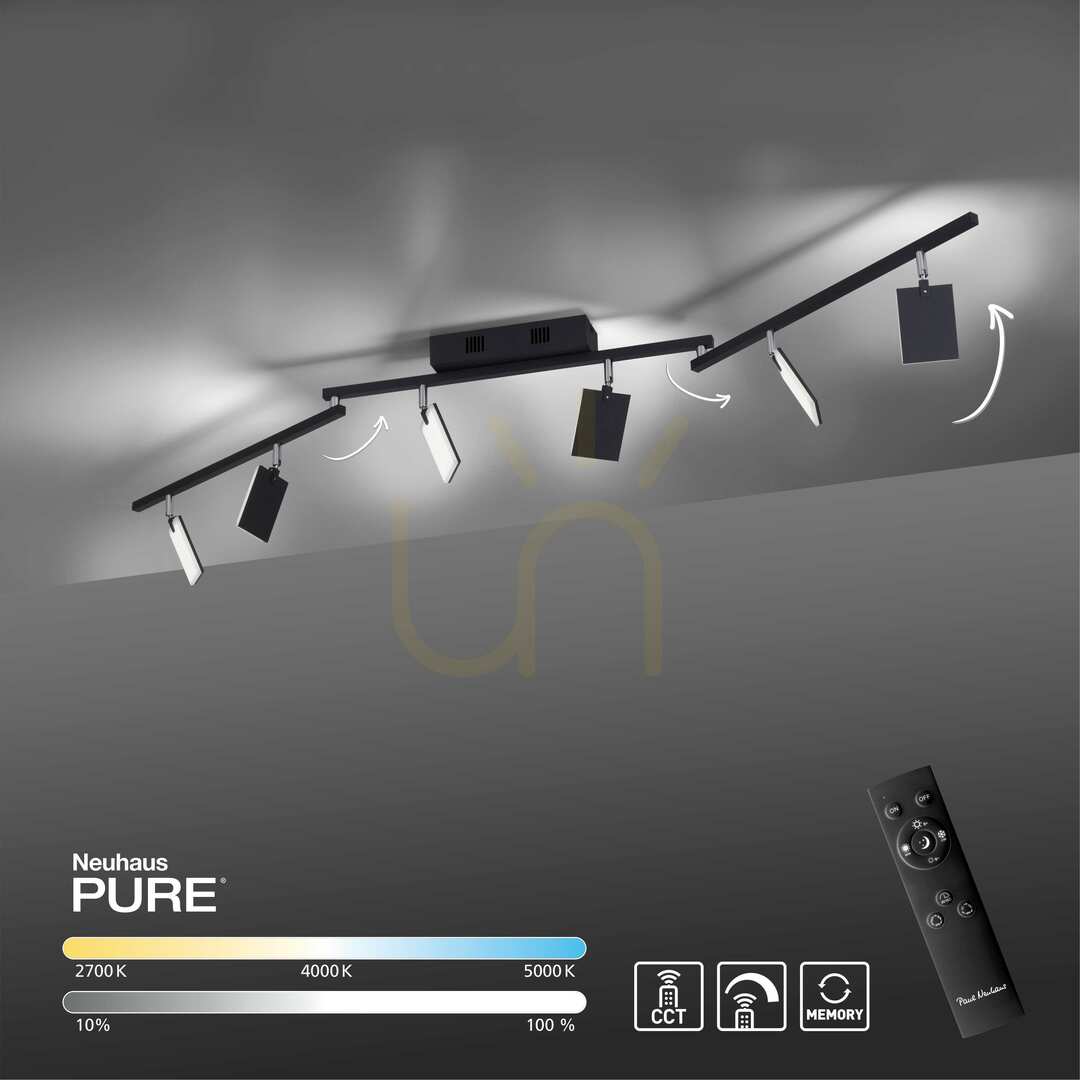 Aussicht PURE-MIRA 6358-18 Schwarze Deckenleuchte mit 6 LEDs PURE-MIRA 6358-18 Schwarze Deckenleuchte mit 6 LEDs