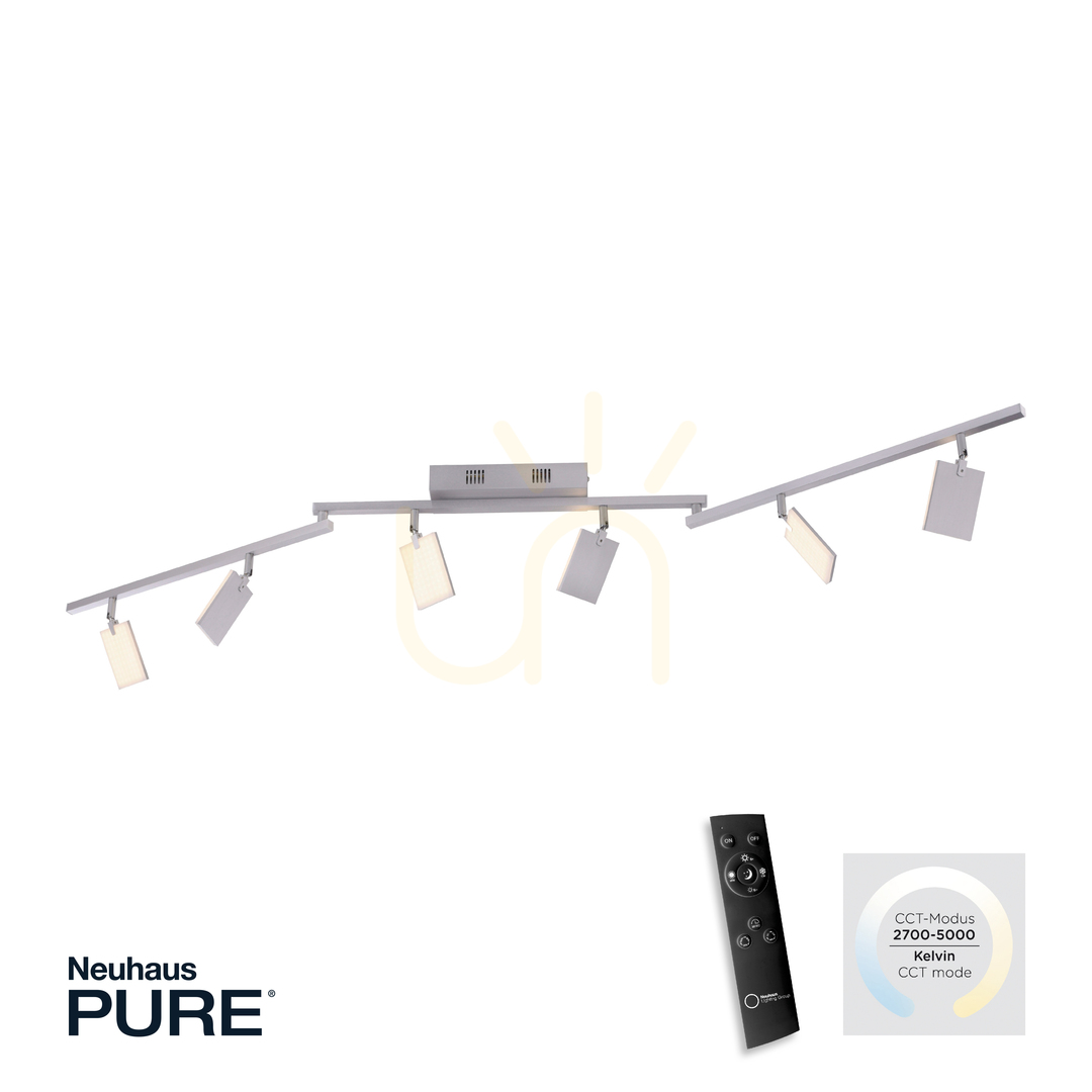 Aussicht PURE-MIRA 6358-95 Silberne Deckenleuchte mit 6 LEDs PURE-MIRA 6358-95 Silberne Deckenleuchte mit 6 LEDs