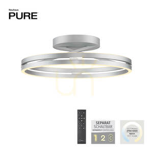 PURE LOOP 6552-95 Silberne Deckenleuchte, 2xLED 1 PURE LOOP 6552-95 Silberne Deckenleuchte, 2xLED small 1