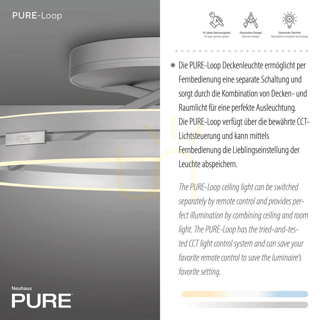 Anzeige PURE LOOP 6552-95 Silberne Deckenleuchte, 2xLED PURE LOOP 6552-95 Silberne Deckenleuchte, 2xLED