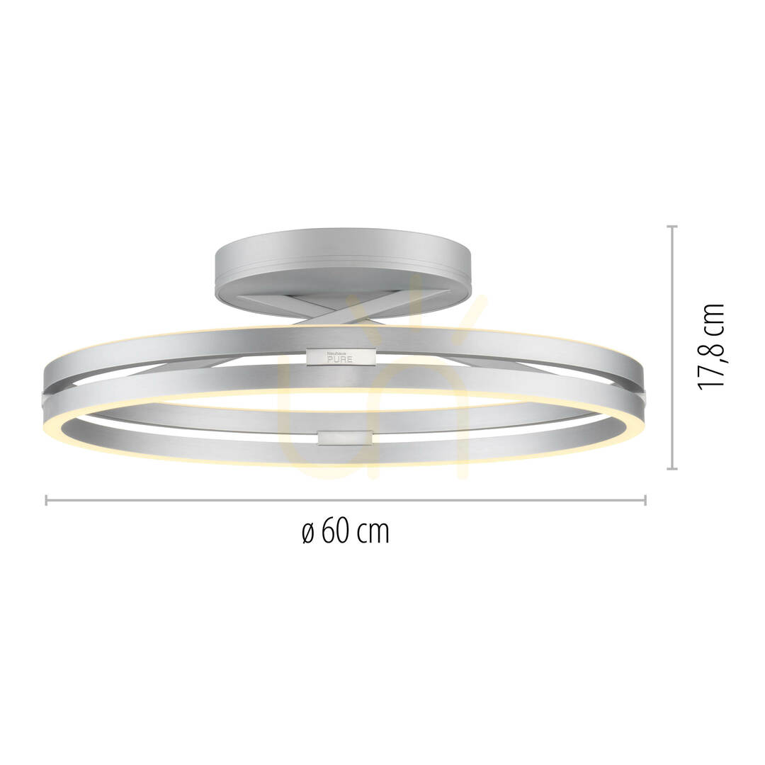 Anzeige PURE LOOP 6552-95 Silberne Deckenleuchte, 2xLED PURE LOOP 6552-95 Silberne Deckenleuchte, 2xLED