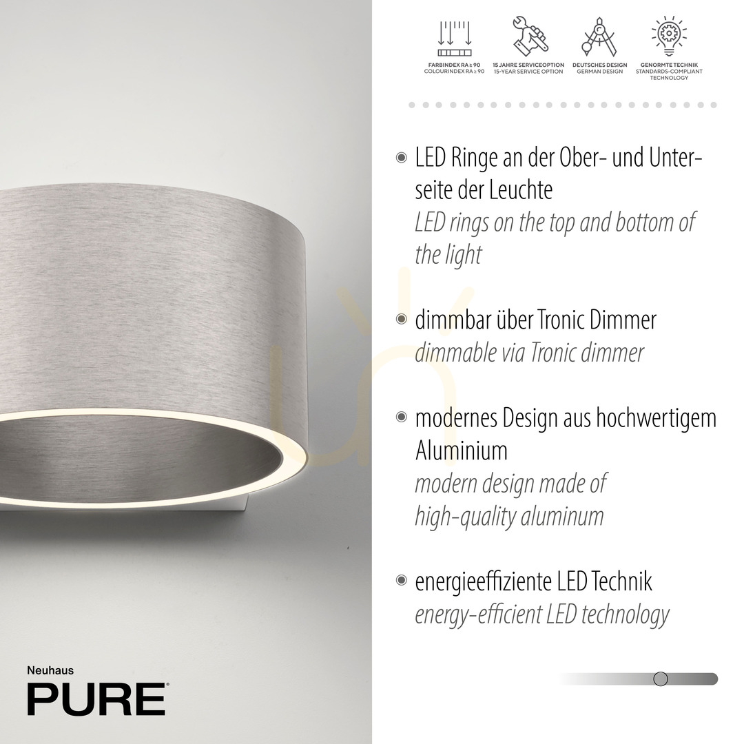 Anzeige PURE CLIPSE 8561-95 Silber 2xLED-Wandleuchte PURE CLIPSE 8561-95 Silber 2xLED-Wandleuchte