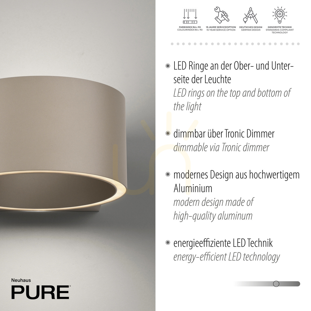 Anzeige PURE CLIPSE 8561-97 Braun 2xLED-Wandleuchte PURE CLIPSE 8561-97 Braun 2xLED-Wandleuchte
